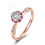 0.16carat 3.5mm 14k Rose Gold Natural Diamond Ring Setting with Red Ruby Halo Style Fow Women Fine Jewelry