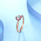 0.16carat 3.5mm 14k Rose Gold Natural Diamond Ring Setting with Red Ruby Halo Style Fow Women Fine Jewelry