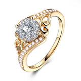 0.46ct SI/H Natural Diamonds Solid 18k Yellow Gold Women Engagement Wedding Ring Charm Elegant Fine Jewelry