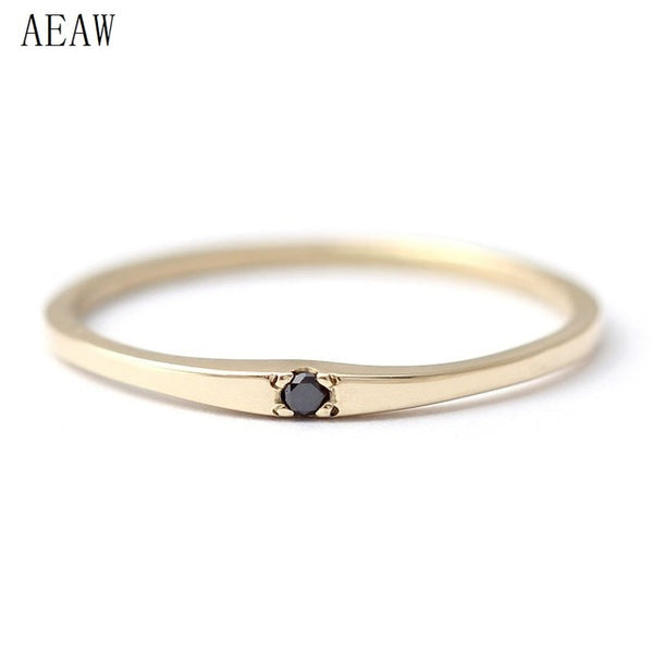 1.5mm Black Color Round Cut Natural Diamond Wedding Engagement Band For Women 14k Yellow Gold