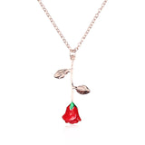 1 Pcs Delicate Rose Flower Pendant Necklace Charm Gold Silver Beauty Rose Jewelry Necklace For Women Girls