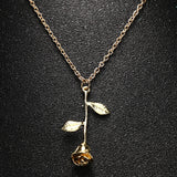 1 Pcs Delicate Rose Flower Pendant Necklace Charm Gold Silver Beauty Rose Jewelry Necklace For Women Girls