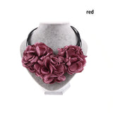 1 Pcs Fashion Bohemia Fabric Rose Flower Choker Necklace Vintage Women Statement Necklace