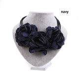 1 Pcs Fashion Bohemia Fabric Rose Flower Choker Necklace Vintage Women Statement Necklace