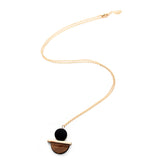 1 Pcs New Geometric Circular Resin Wood Pendant Gold Chain Long Necklace Jewelry Free Shipping