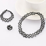 1 Set Summer Style Collares Women Girls Vintage Stretch Tattoo Choker Necklace Set Retro Gothic Punk Elastic Adjustable Stretchy