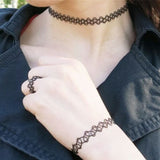 1 Set Summer Style Collares Women Girls Vintage Stretch Tattoo Choker Necklace Set Retro Gothic Punk Elastic Adjustable Stretchy