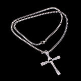 100% High Quality The Fast and the Furious Celebrity Item Crystal Jesus Cross Pendant Necklace for Men Gift Jewelry