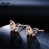 100% Natural Diamonds Stud Earrings for Women Solid 14K Rose Gold Engagement Wedding Party Trendy Unique Fine Jewelry