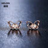 100% Natural Diamonds Stud Earrings for Women Solid 14K Rose Gold Engagement Wedding Party Trendy Unique Fine Jewelry