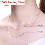 100% Sterling Silver Chain Woman Fashion Charm 925 Silver Necklace Original Basic Chain Luxury Jewelry