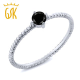 10K White Gold 0.17 Ct Round Black Diamond Engagement Solitaire Ring