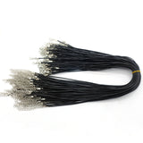 10pcs 1.5mm Black Leather Cord Wax Rope Chain Necklace 45cm+5cm Extender Chain Lobster Clasp DIY Jewelry Accessories Wholesale
