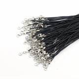 10pcs 1.5mm Black Leather Cord Wax Rope Chain Necklace 45cm+5cm Extender Chain Lobster Clasp DIY Jewelry Accessories Wholesale