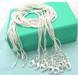 10pcs/lot Promotion! wholesale 925 sterling silver necklace, silver fashion jewelry Snake Chain 1mm Necklace 16 18 20 22 24"