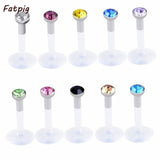 10pcs/set White 16 Ga Acrylic CZ Crystal Labret Stud Monroe Bar Lip Ring Piercing Quality Lip Studs