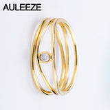 14K 585 Yellow Gold 3 Lines Natural Real Diamond Ring in Rome Irregular Line Style Solitaire Diamond Wedding Bands For Women