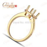 14k Yellow Gold 7x7mm Round Cut Natural 0.28ct Natural Diamond Ring Mounting Jewelry