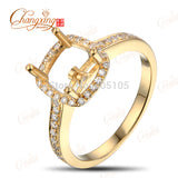 14k Yellow Gold 7x7mm Round Cut Natural 0.28ct Natural Diamond Ring Mounting Jewelry