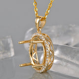 14kt Yellow Gold Oval 7x9mm Real Diamond Engagement Semi Mount Unique Pendant Setting