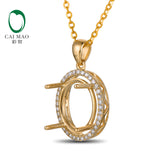 14kt Yellow Gold Oval 7x9mm Real Diamond Engagement Semi Mount Unique Pendant Setting