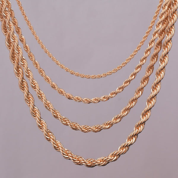 16"18"20"24" gold rope chain necklace 2mm,3mm,4mm,5mm For pendant rope jewelry findings