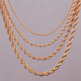 16"18"20"24" gold rope chain necklace 2mm,3mm,4mm,5mm For pendant rope jewelry findings