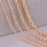 16"18"20"24" gold rope chain necklace 2mm,3mm,4mm,5mm For pendant rope jewelry findings