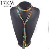 17KM New Arrival Facet Beads Necklace Multi layer Long Statement Necklaces Jewelry For Women Collares Collier joyas Accessories