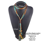 17KM New Arrival Facet Beads Necklace Multi layer Long Statement Necklaces Jewelry For Women Collares Collier joyas Accessories