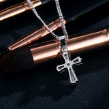 17KM Rose Gold Color Cross Pendant Necklaces For Woman Crystal Pendant Cubic Zirconia Long Necklace Bijoux Jewelry Wholesale