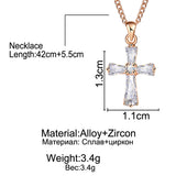 17KM Rose Gold Color Cross Pendant Necklaces For Woman Crystal Pendant Cubic Zirconia Long Necklace Bijoux Jewelry Wholesale