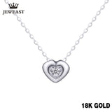 18K Gold Diamond Necklace Pendant Female Heart Lock Chain Charm Women Girl Miss Gift Genuine Party Trendy Customization Good New