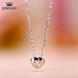 18K Gold Diamond Necklace Pendant Female Heart Lock Chain Charm Women Girl Miss Gift Genuine Party Trendy Customization Good New