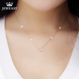 18K Gold Diamond Necklace Pendant Female Heart Lock Chain Charm Women Girl Miss Gift Genuine Party Trendy Customization Good New