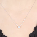 18k Gold Diamond Necklace Platinum Custom Heart Shape Set Diamond Chainbone Chain Rose Gold Gold Genuine Custom