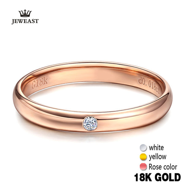 18k Pure Gold Lover Rings Natural Smooth Elegant Engaged Wedding Rose Women Men Couple Classic Fine Gift Good Customize