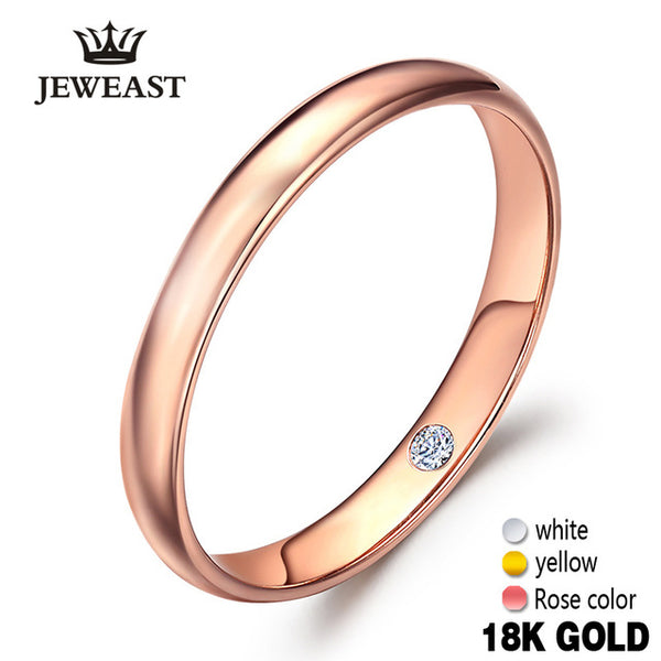 18k Pure Gold Lovers Pair Ring Real 750 Rose Romantic Woman Lady Man Propose Marry Got Engaged Wedding Custom 2017 New