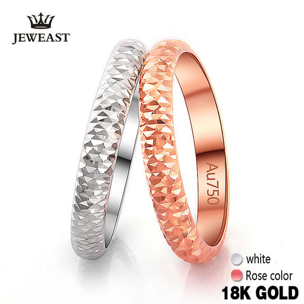 18k Pure Gold Ring Rose White Unisex Men Women Lover Wedding Engagement Fine Jewelry Girl Miss Gift 2017 Hot Sale Customizable