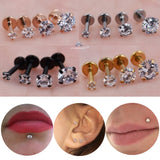 1pc/lot 16G 6mm Round Clear Stone Nose Piercing Labret Ear Helix Lip Piercing Flat Nose Ring Cartilage Tragus Pircing de Orelha