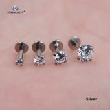 1pc/lot 16G 6mm Round Clear Stone Nose Piercing Labret Ear Helix Lip Piercing Flat Nose Ring Cartilage Tragus Pircing de Orelha