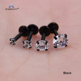 1pc/lot 16G 6mm Round Clear Stone Nose Piercing Labret Ear Helix Lip Piercing Flat Nose Ring Cartilage Tragus Pircing de Orelha