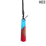 1pcs hot sale Fashion Women Men Necklace Handmade Vintage Resin Wood Necklaces Pendants Long Rope Wooden Necklace Jewelry