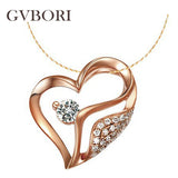 2014 Deals GVBORI 18K Rose Gold Natural Diamond Heart Pendant Fine Jewelry Wedding/Engagement  For Women