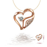 2014 Deals GVBORI 18K Rose Gold Natural Diamond Heart Pendant Fine Jewelry Wedding/Engagement  For Women