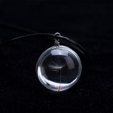 2016 Hot sale  Crystal Glass Ball Dandelion Necklace Long Strip Leather Chain Pendant Necklaces For Women Jewelry Gift