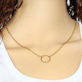 2016 Hottest Fashion Casual Personality Circle Lariat Pendant Gold Color Necklace High Quality Simple Choker Necklaces Women