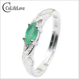 2017 Autumn fashion natural emerald ring 3 mm * 6 mm genuine emerald silver ring sterling silver emerald engagement ring