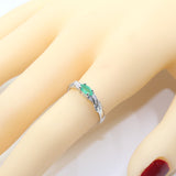 2017 Autumn fashion natural emerald ring 3 mm * 6 mm genuine emerald silver ring sterling silver emerald engagement ring