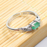 2017 Autumn fashion natural emerald ring 3 mm * 6 mm genuine emerald silver ring sterling silver emerald engagement ring